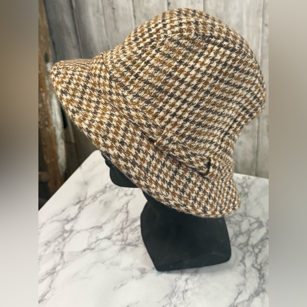 Vintage Country Gentleman 100% Wool Tweed Tartan Tan Plaid Men's Fedora Hat